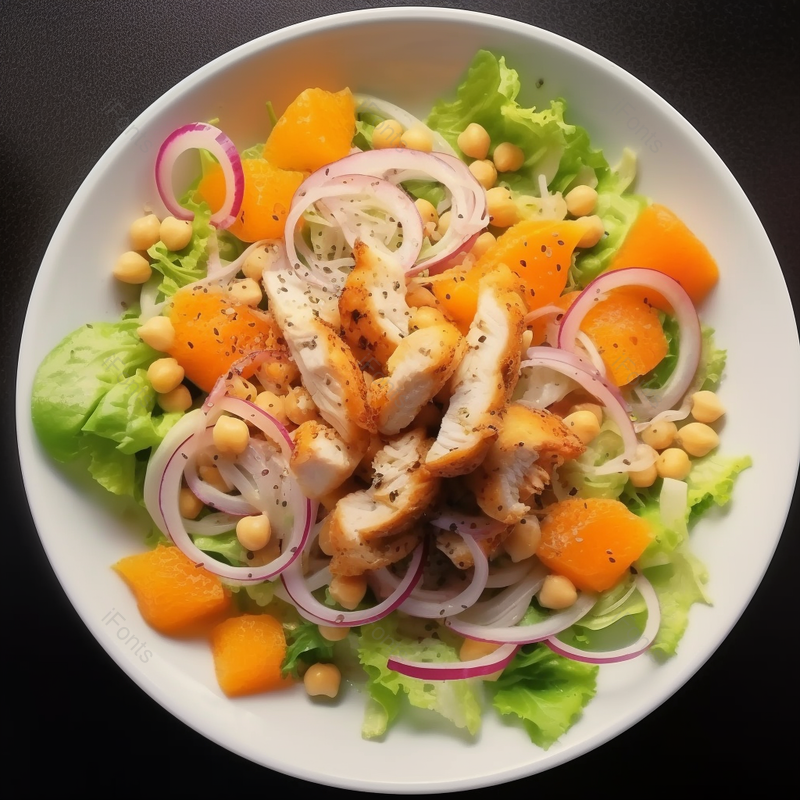 实拍鸡肉生菜洋葱圈沙拉轻食拼盘俯拍,高清,摄影图,摄影图片,图片大全,摄影图免费下载